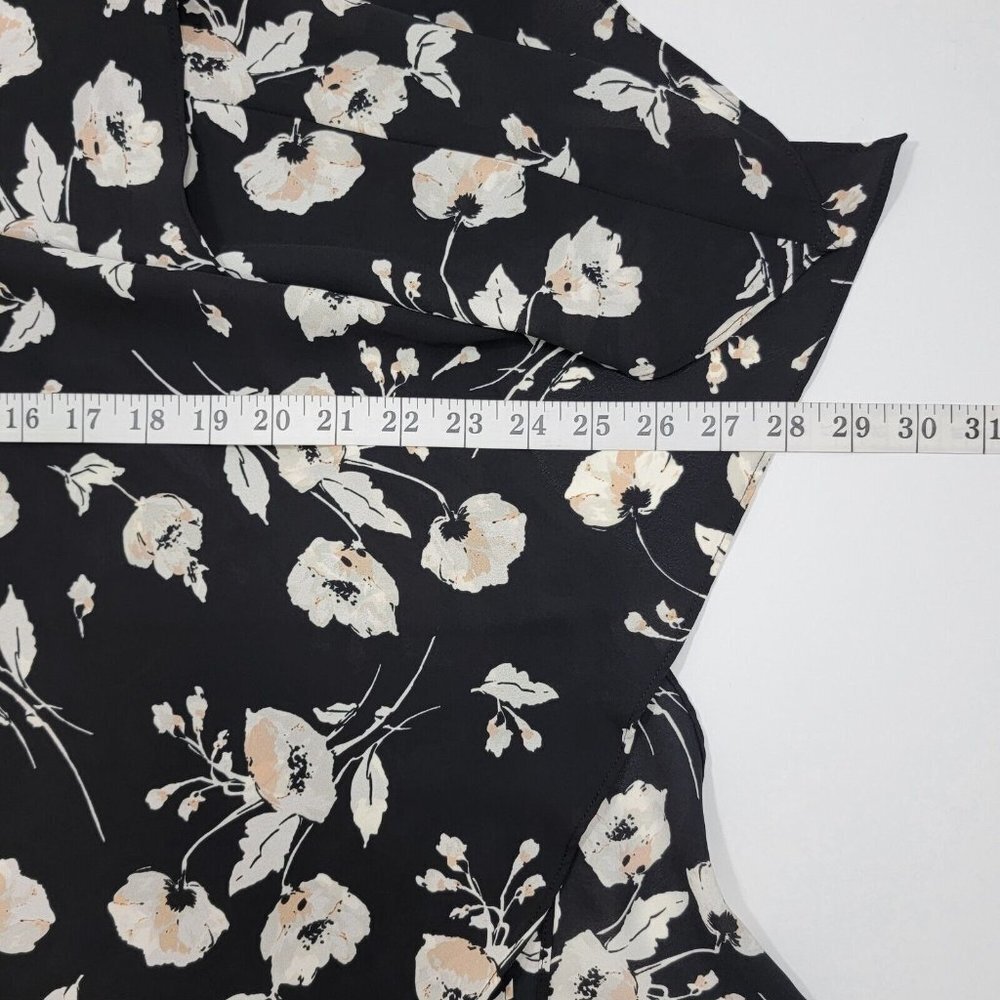 Ralph Lauren LRL Floral Midi Skirt Womens Size 1X Black Flowy Asymmetrical Hem - Picture 8 of 12